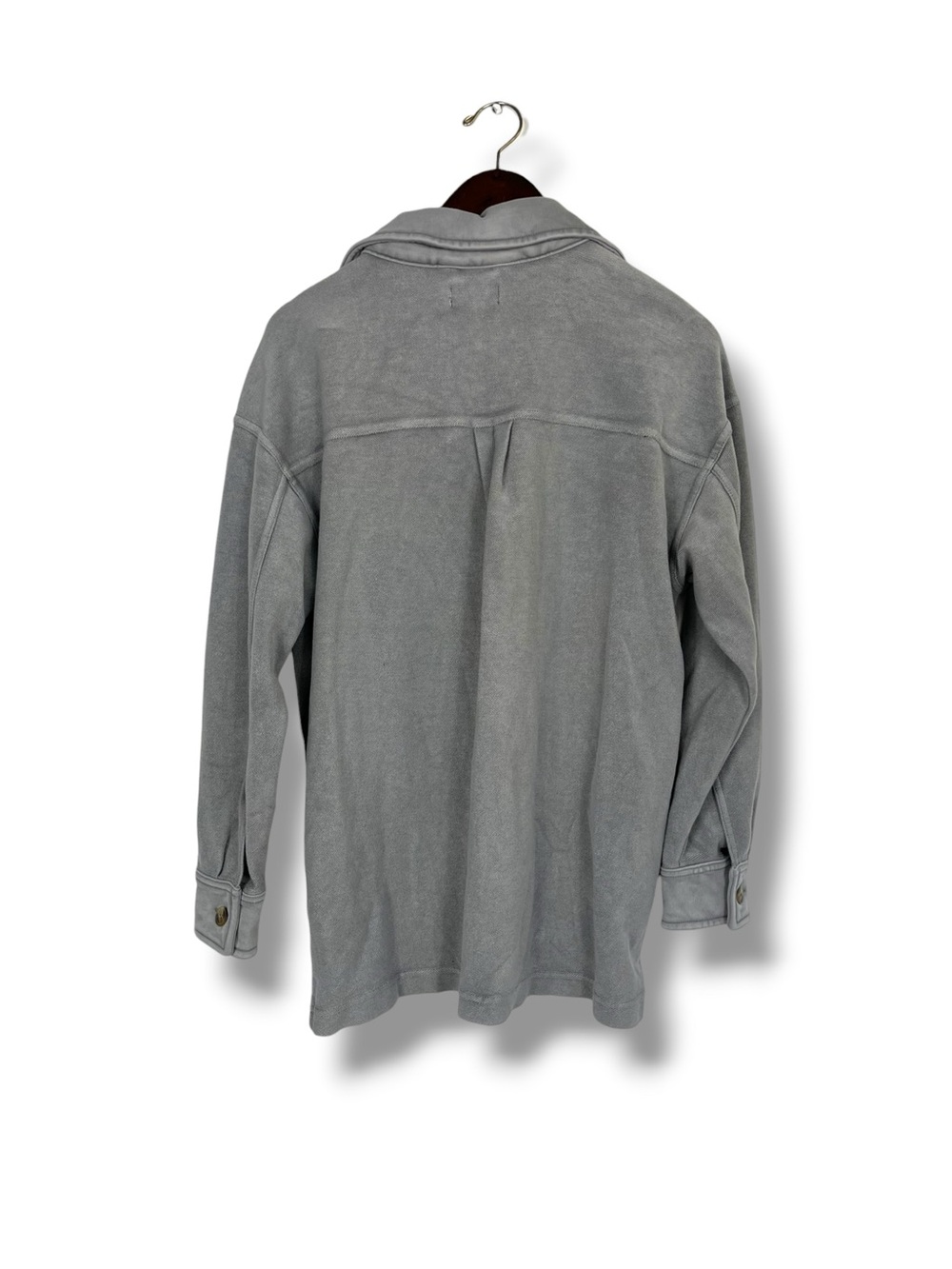 Aerie Oversized Luxe Trucker Shacket Lumberjane Grey XS Cotton Cozy Button Down - Picture 7 of 7